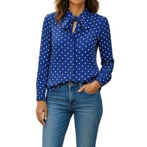 Forever 21 Womens Blouse Sz Small Polka Dots Preppy Parisian Retro Rockabilly